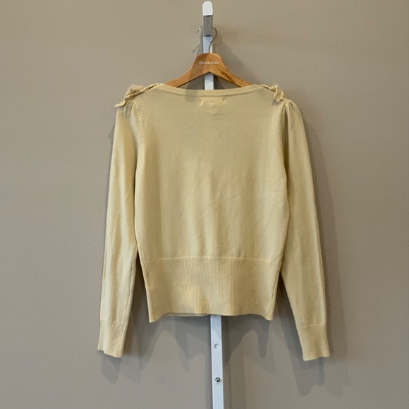 A’Reve Crochet Chiffon Bow V-neckline Cardigan Sweater - Picture 11 of 16